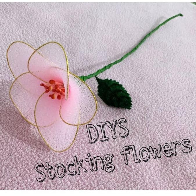 Stocking Flower Making Kit for Beginners - 10 Stocking Cloths, 6 Colours, 6 MDF Boards, Scissors, 30 Wires, Green Tape 2