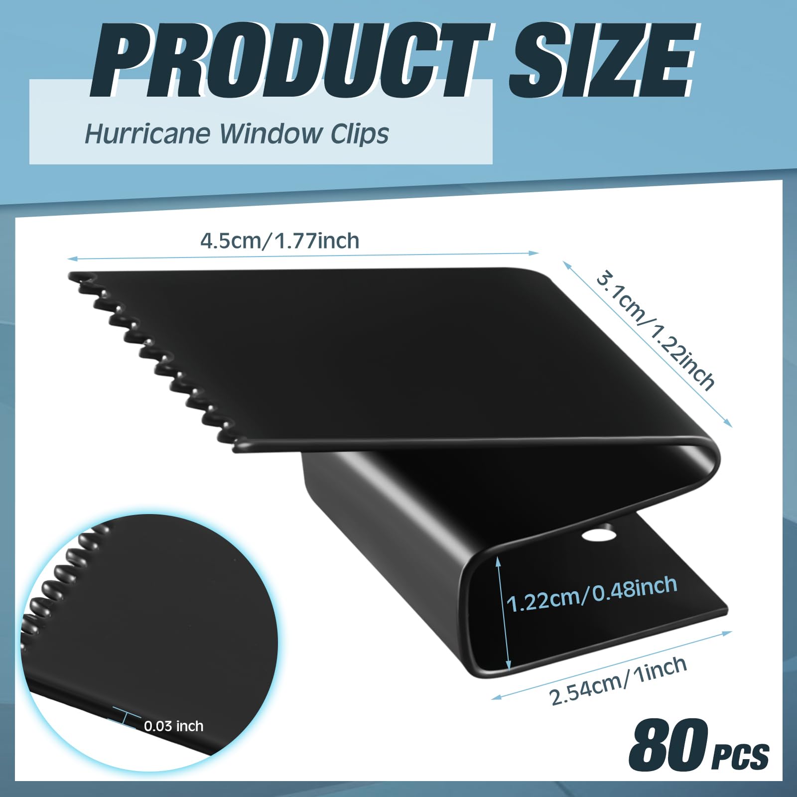 Dunzy 40 Pack Hurricane Window Clips Fit 1/2 Inch Thick Plywood Carbon Steel Hurricane Clips Reusable Storm Window Clips Hurricane Shutter Hardware for Hurricane Window Protection Panels, Black