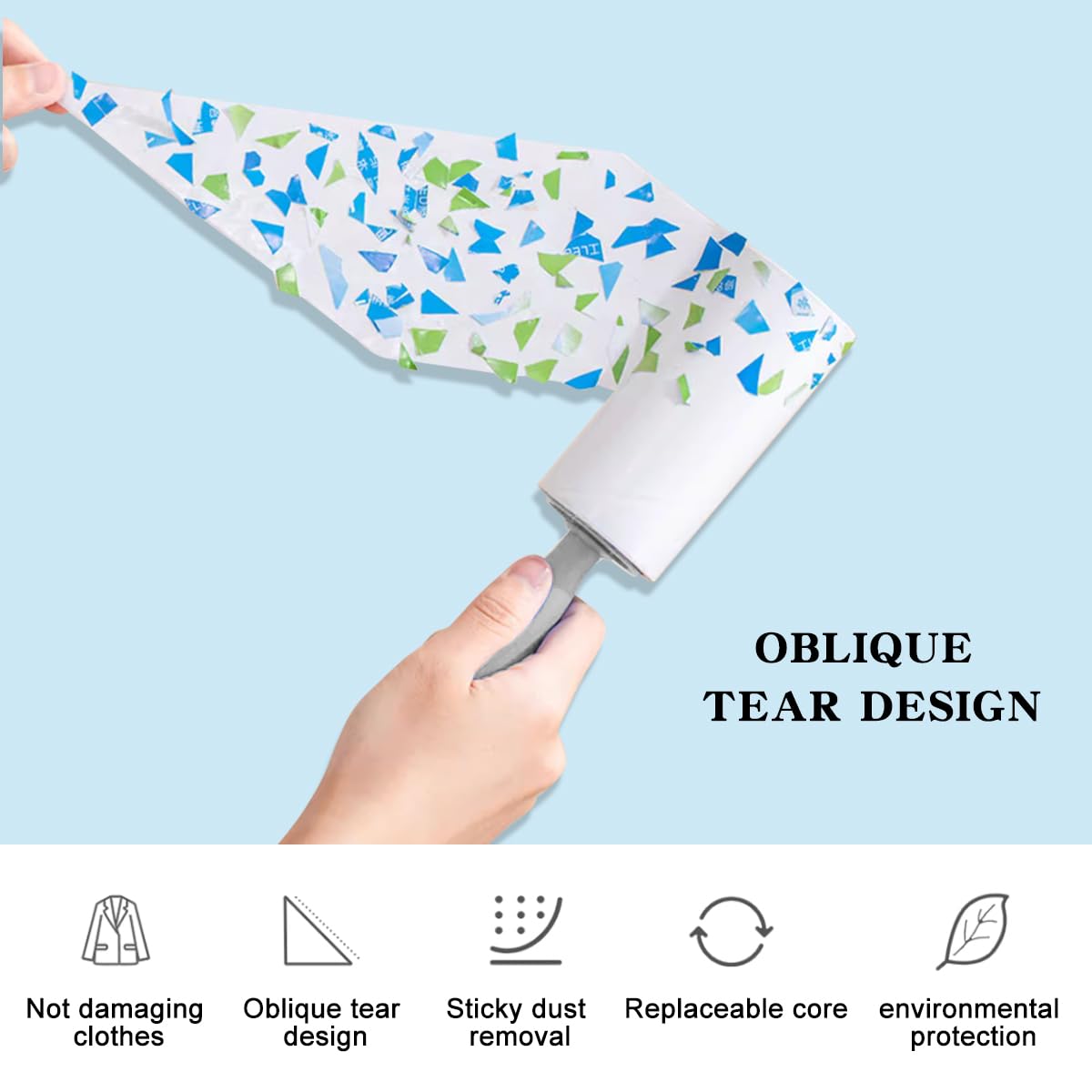 Spazzola Levapelucchi Oiamker - 6 Rotoli Adesivi, 2 Manici, 1 Parapolvere, Per Peli Animali - Foto 6