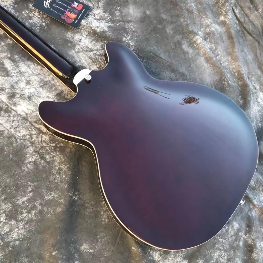 Chitarre elettriche Jazz Lefty classiche personalizzate Chitarra elettrica personalizzata for mancini con foro F a corpo cavo