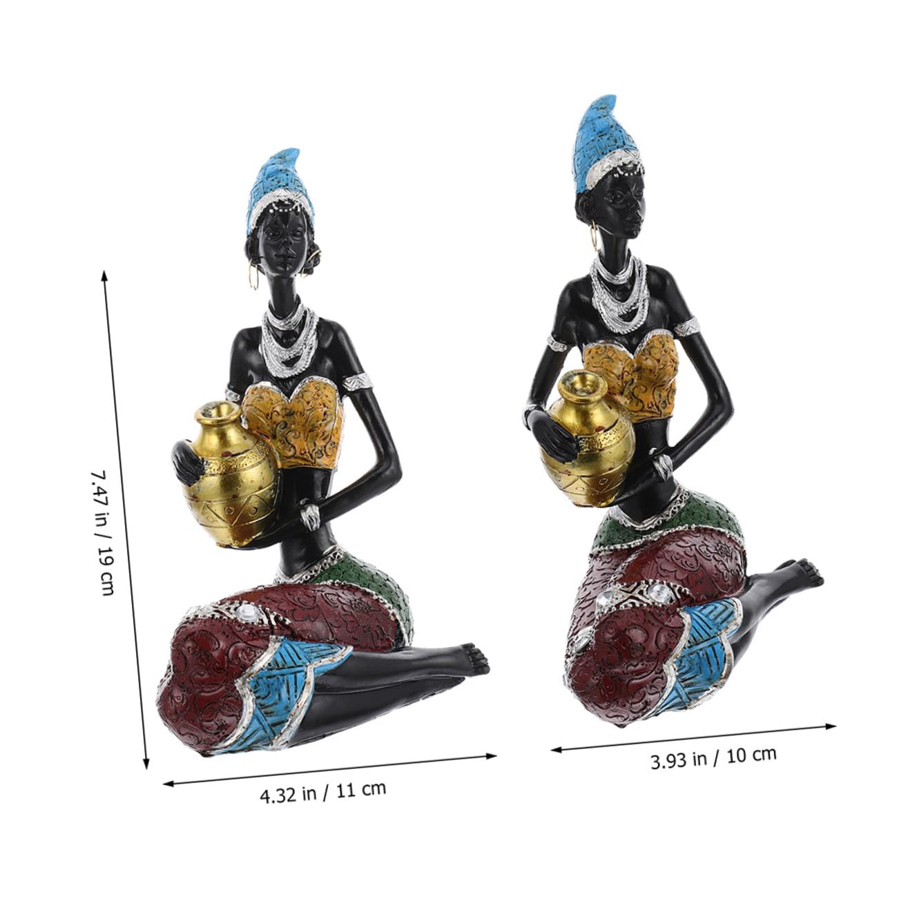 LIFKOME Statuetta Decorativa Etnica da Interni 2 Pezzi in Resina | Lavorazione Accurata, Stile Unico, per Scene Decorative e Ambienti Domestici, come Ornamento da Collezione