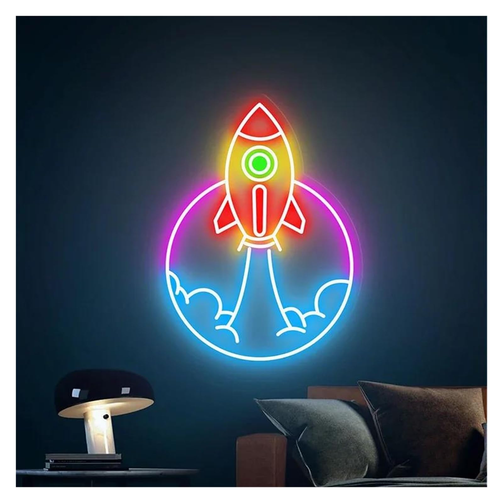 Shouxi A Sign Lamp Rocket Neon Sign For Kids Room Bedroom Wall Rt Decor Gaming Room Home Bar(,50Cm)