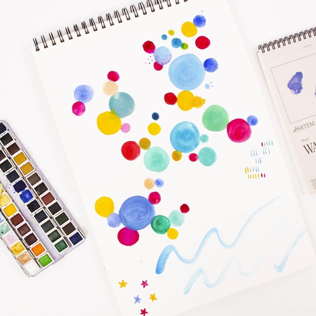 Hartem - Watercolor Paper | Wirebound Pad of 30 Sheets | 300g/m2 Weight | Size A3 (29,7 x 42 cm) - Artist Paper for Adults and Students - Watercolors, Mixed Media, Markers and Art Journaling
