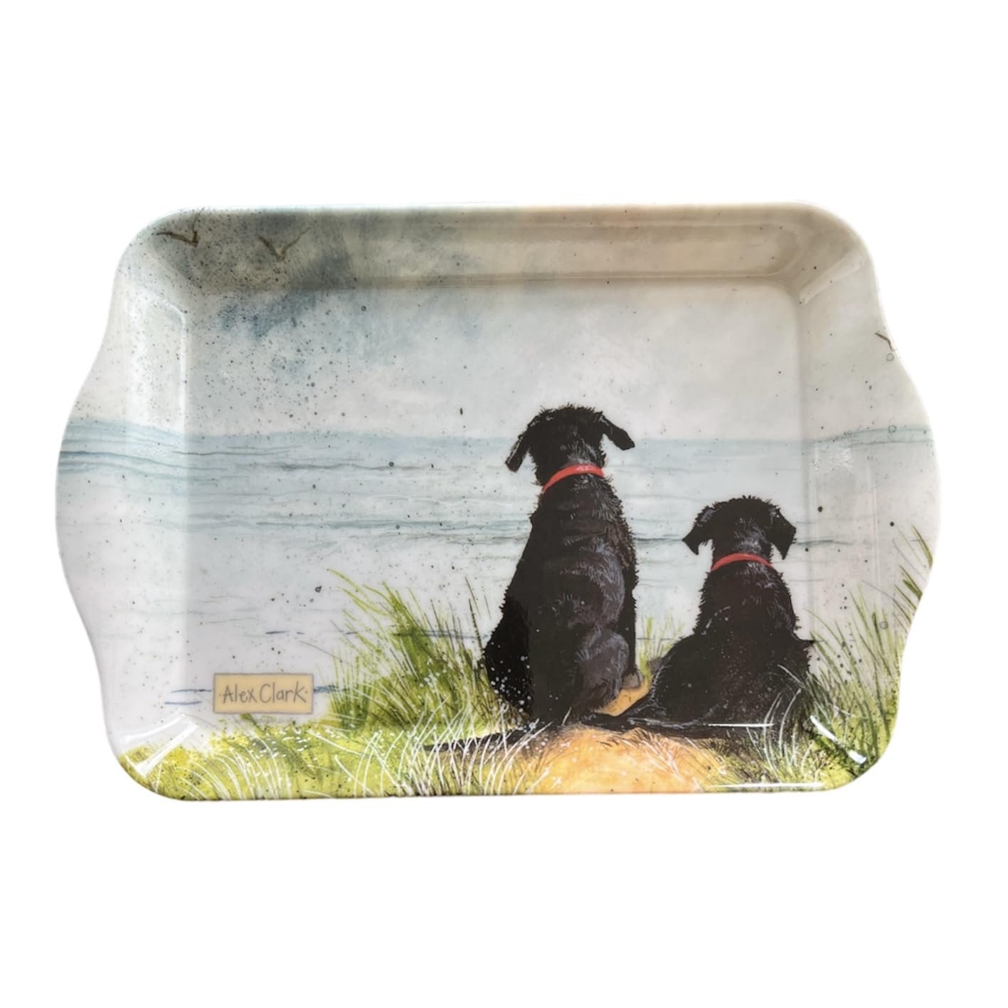 Alex Clark Blue Dogs On The Beach Sand Dunes Small Tray - Perfect For Snacks And Tea/Indoor And Garden Use/Gifts/Dog/Labrador/Dog Lovers/Tea Drinkers