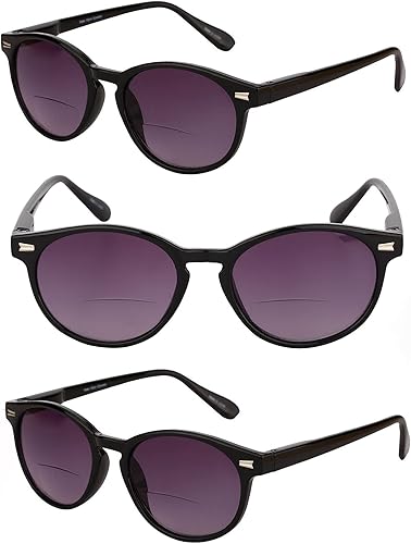 The Brilliance - 3 pares de lentes de sol bifocales unisex para lectura, bolsas suaves incluidas (negro, 2.75) Negro -,Negro/Tortuga,Carey