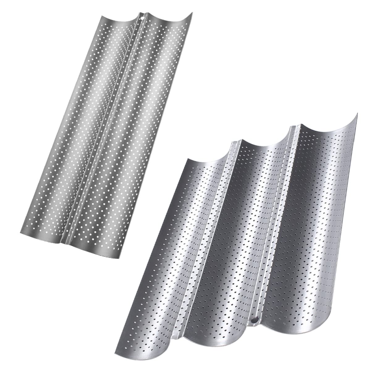 Gatuida 2 Moldes para Hornear Baguettes Bandejas Reutilizables de Acero Inoxidable Superficie Lisa y Fácil de Limpiar para Cocina en Casa o Pastelería