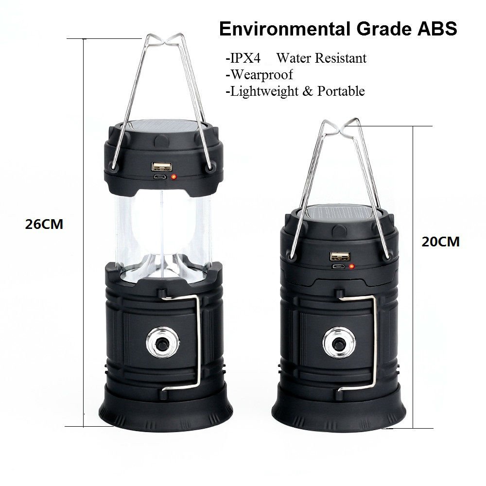 cmb 2-in-1 rechargeable camping lantern solar flashlight emergency lantern 2/4-Pack, LED with Flashlight, USB- The EverBrite 2 Lichamp 2-Pack Solar Camping Lantern,