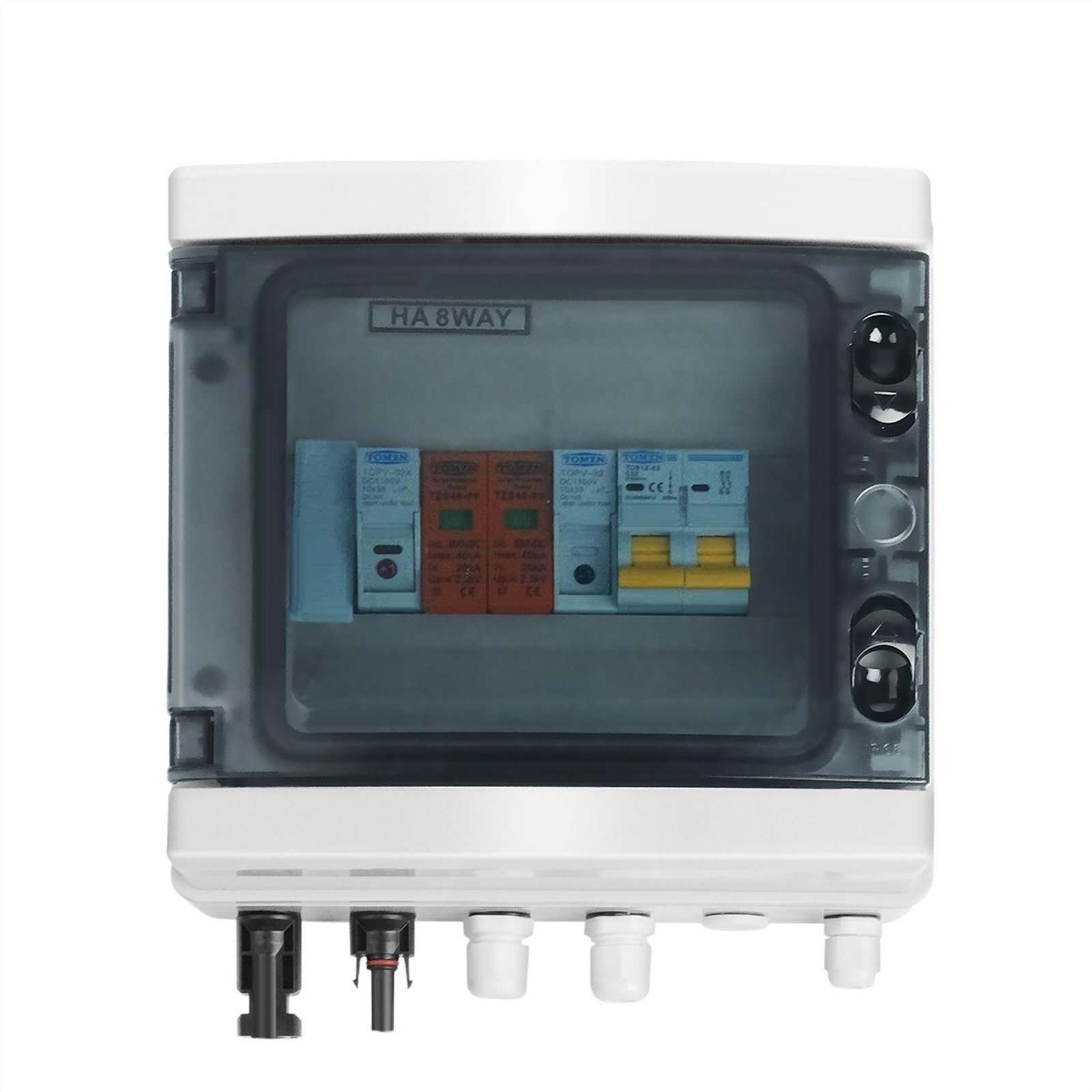 Scatola combinatrice solare fotovoltaica, Combinatore solare fotovoltaico fotovoltaico con protezione contro i fulmini 1 ingresso 1 uscita DC 600V Fusibile MCB SPD Scatola impermeabile IP65 Installazi