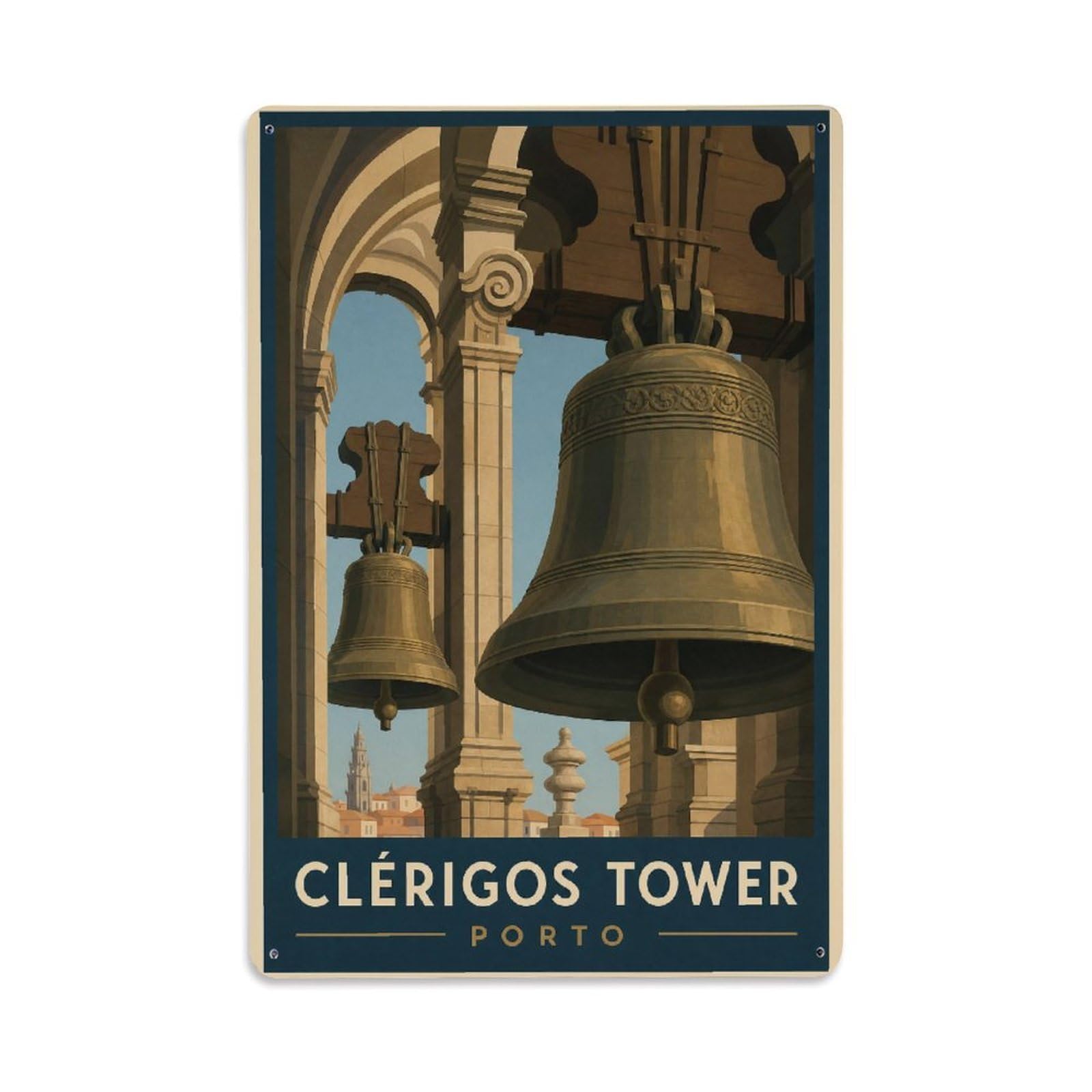 Metal Tin Sign Portugal Clerigos Vintage Travel