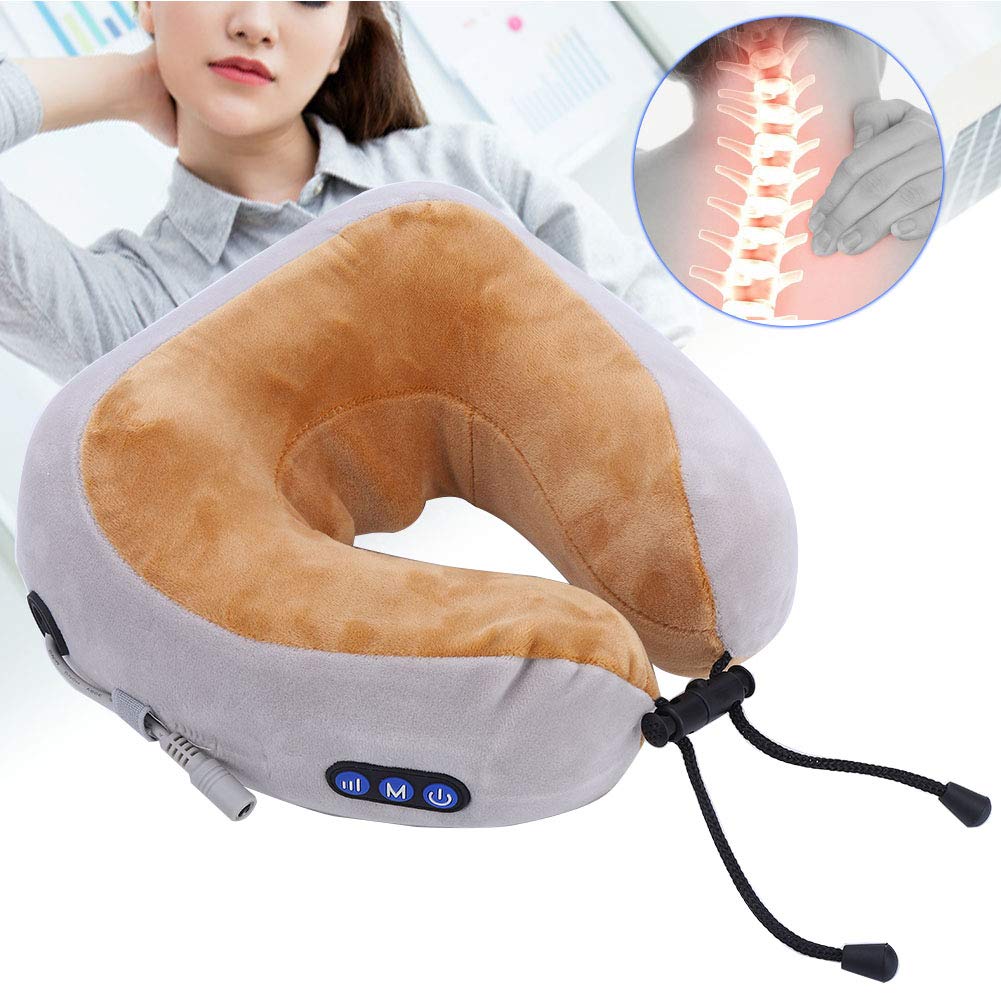 USB en forma de U para asiento de coche, reposacabezas, descanso del cuello, almohada de masaje, soporte, cojín de espuma con memoria