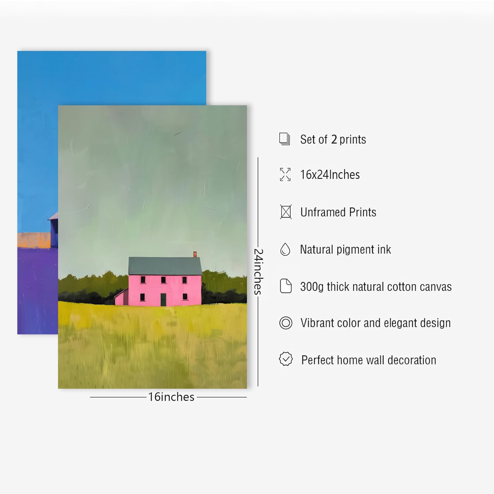 ZHGYGBN Retro Wall Art Gothic Home Decor Wall Art Victorian Painting Vintage Castle Oil Painting Vampire Castle Art for Home Living Room Bedroom Wall Decor (UnFramed, 12 X 16 Inch) Dark Academia Art: Coloured house 16X24inchx2pcs