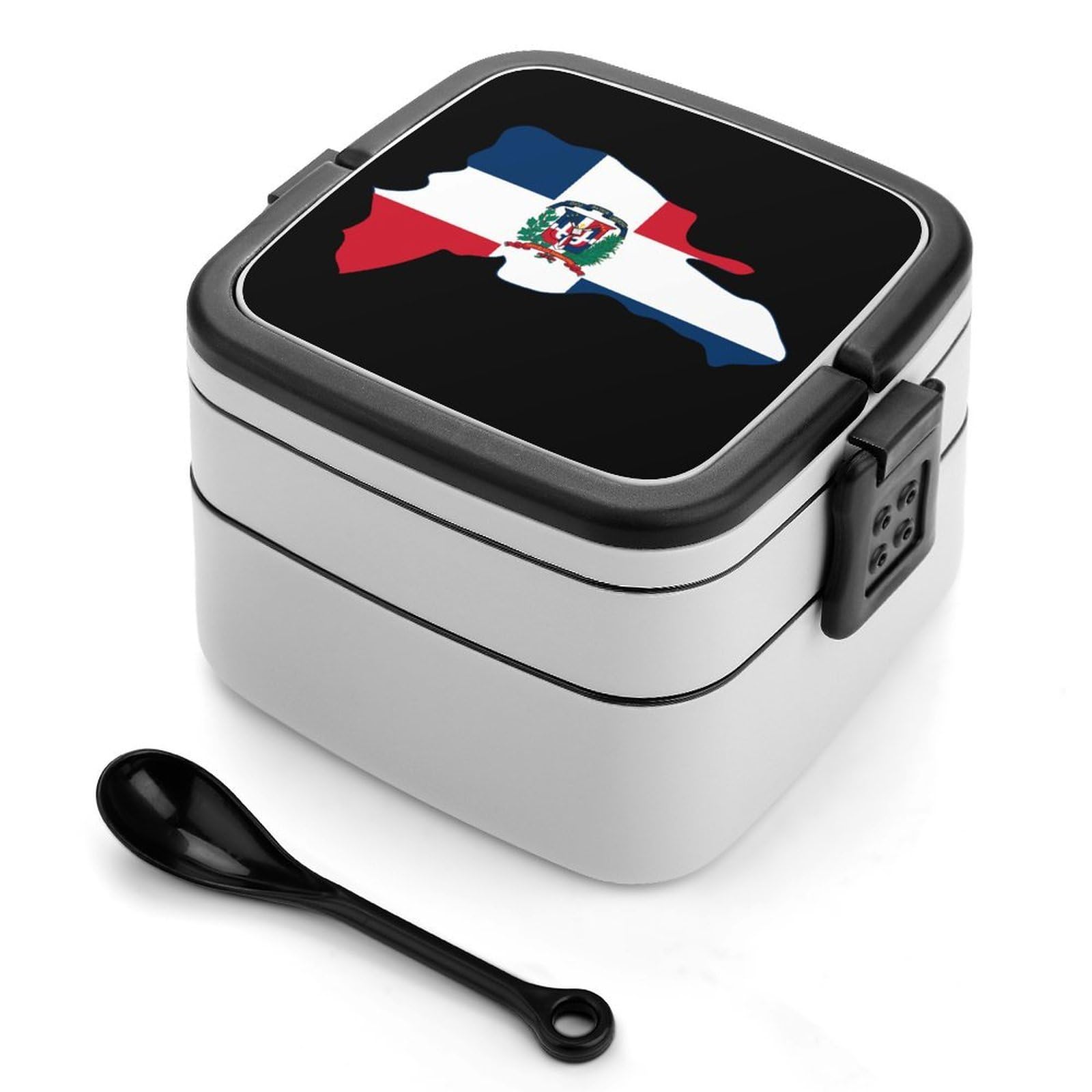 CGSBNGHA Dominican Republic Map Flag Bento Lunch Box 2 Layer Lunchbox Food Container for Adults Office