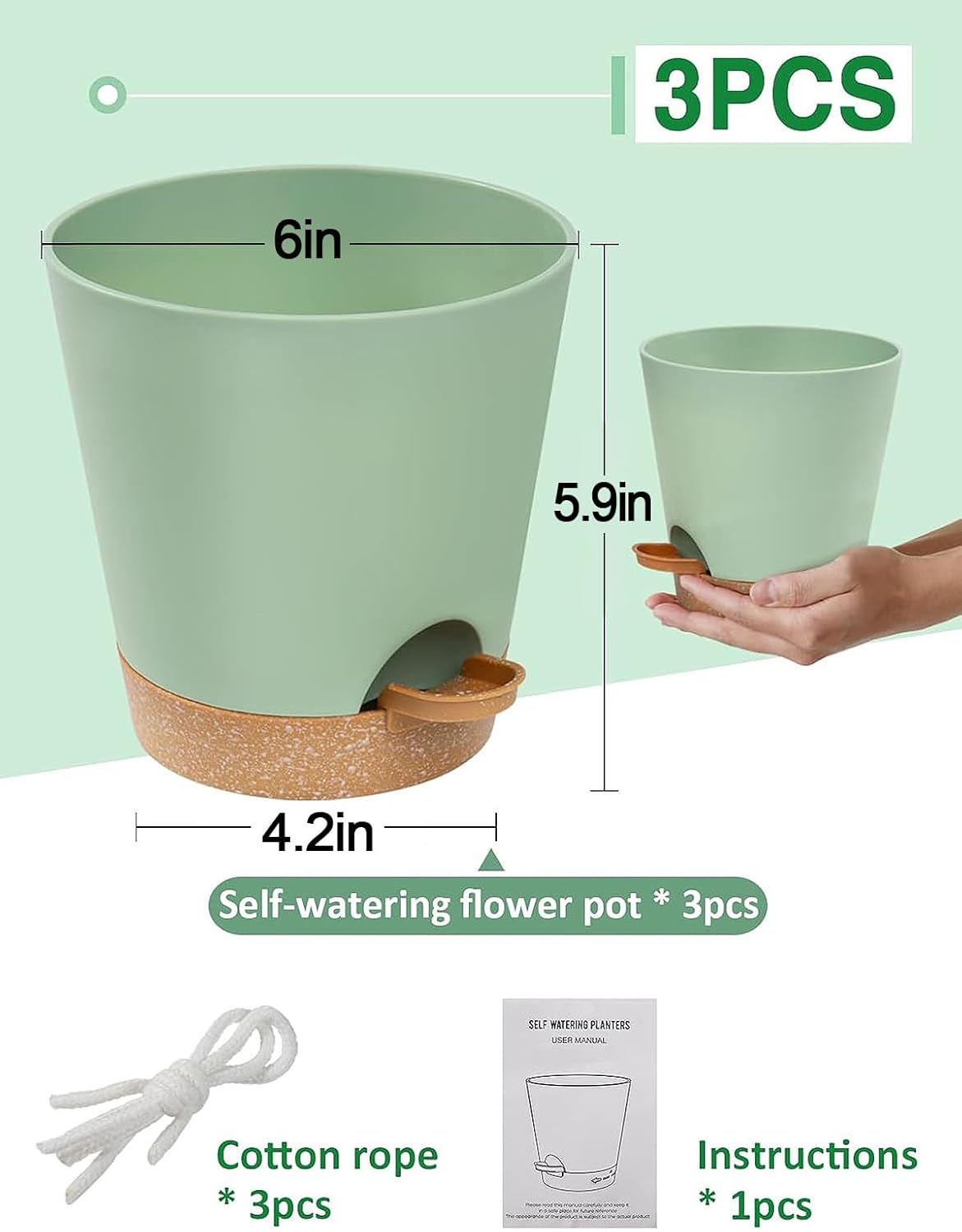 Aulo Self Watering Pots for Indoor Plants - Bottom Watering African