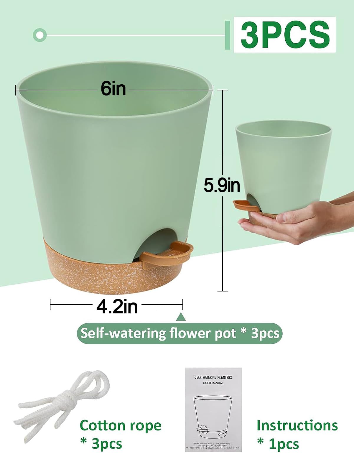 Selbstbewässernder Blumentopf Transparent – Mit Dochtseil Und Wasserreservoir, Für Zimmerpflanzen