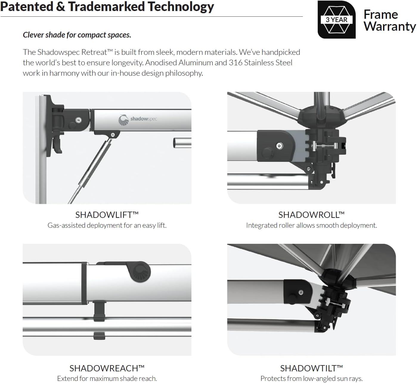 ShadowSpec Retreat Patio Umbrella, Large 9FT Hexagon Wall Mount Umbrella for Balcony, Apartments, And Outdoor Patio - Image 6