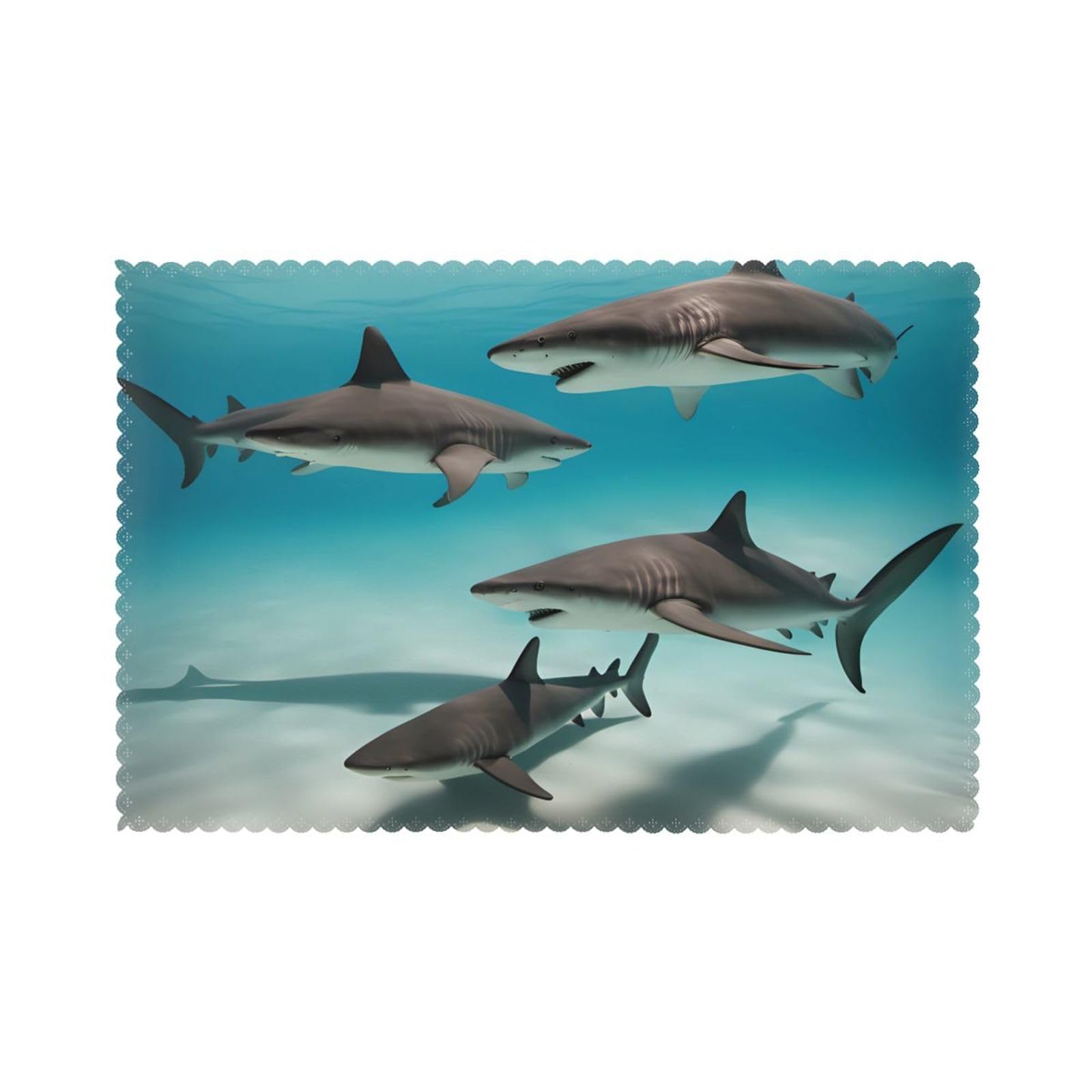 fish in the deep sea Placemat set of 6, oil-proof and insulated dining table placemats, washable and wipeable.