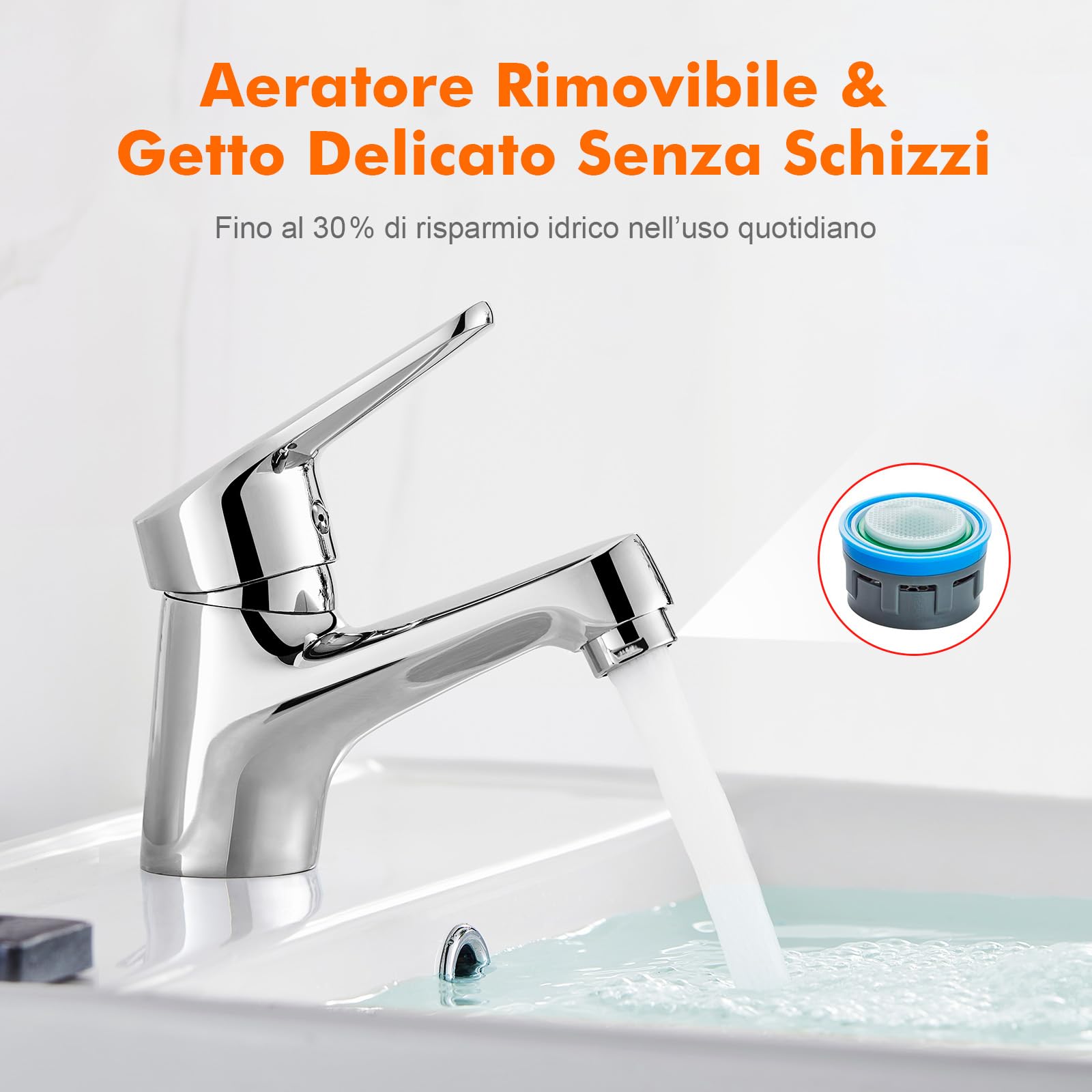 Ibergrif Miscelatore Monocomando Bagno con Flessibili Acqua Calda Fredda 3/8 Pollici da 40 cm, Miscelatore Lavabo Installazione Facile, Installazioni Bagno per Lavelli, Ottone Cromato