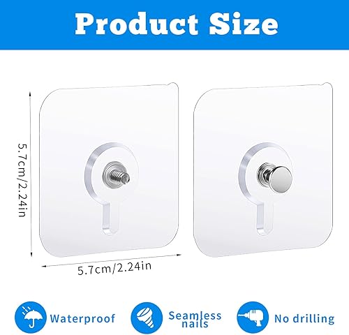 Miniatura 4 de 20 ganchos de pared autoadhesivos sin taladro, ganchos para colgar marcos sin dejar rastro, ganchos de marco sin clavos para montaje en estante de