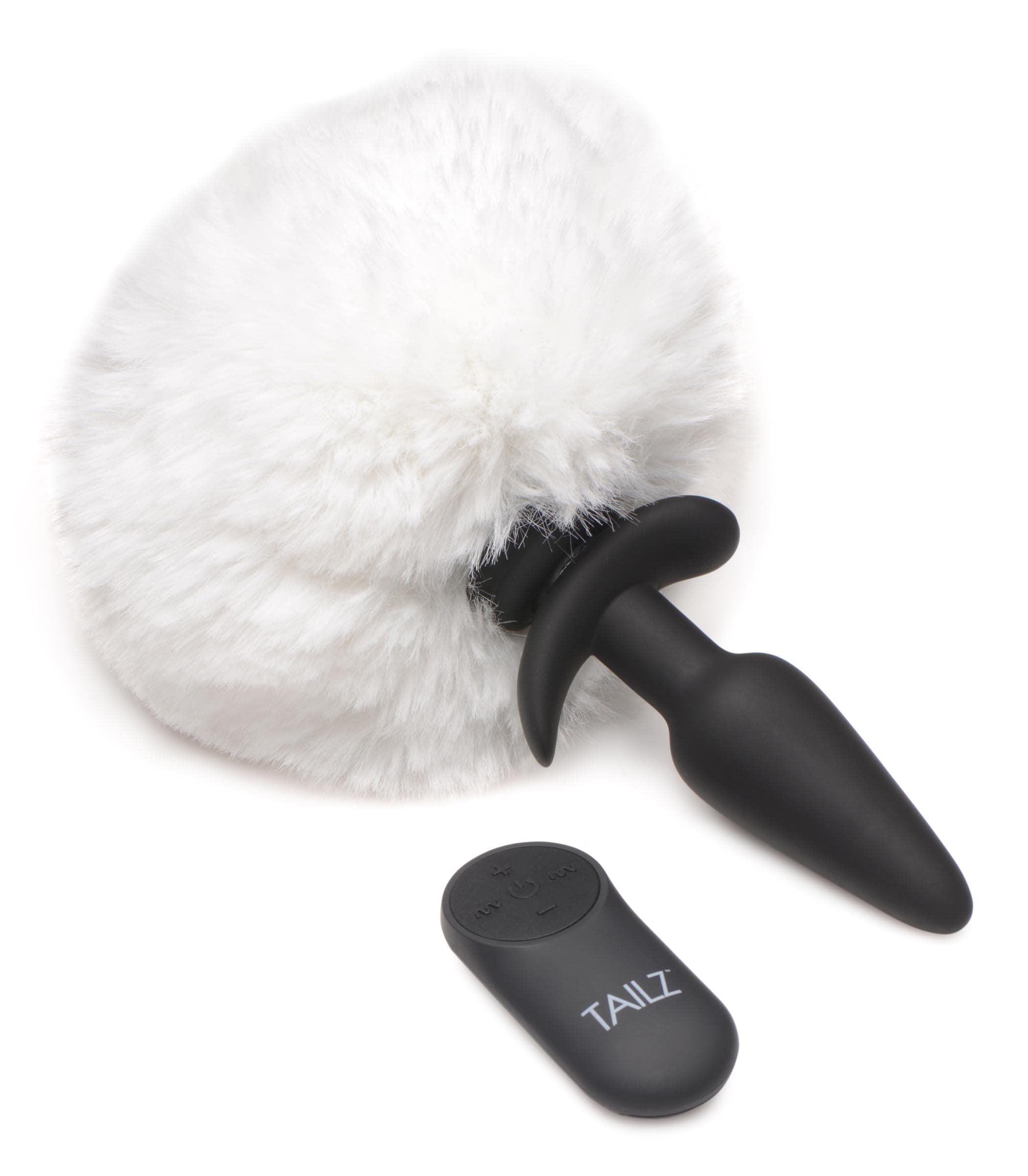 Tailz Snap-On Large Vibrating Anal Plug with Interchangeable White Bunny  Tail | Thick & Furry