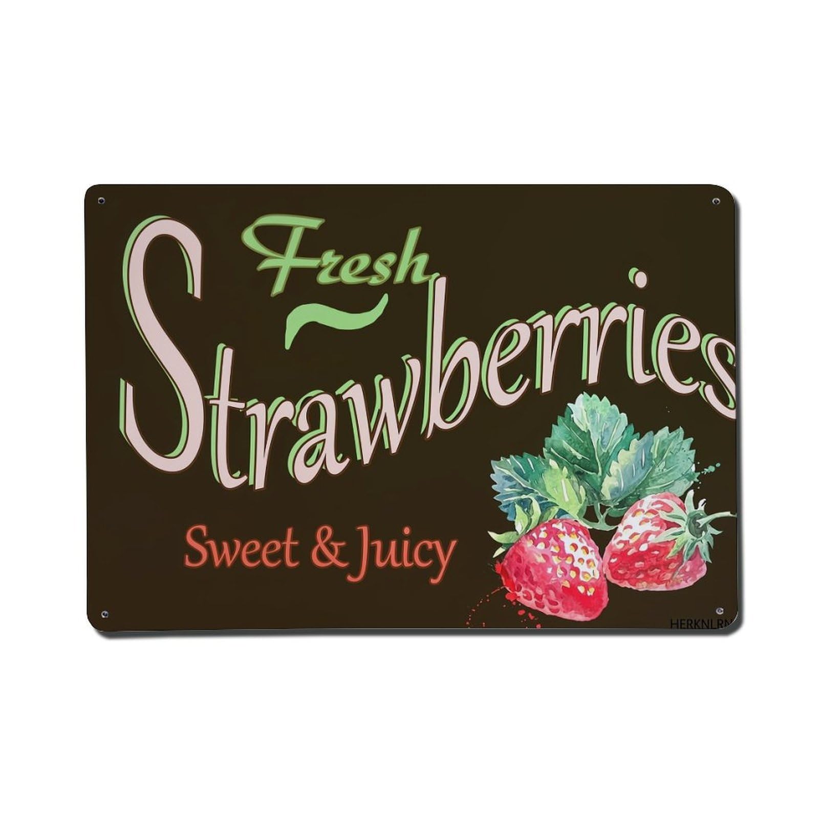 Jdfenggu Vintage Fresh Strawberries Sweet And Juicy Retro Metal Tin Sign, Metal Poster For Bar, Home, Man Cave, Kitchen, Laundry Room Art Decor 8X12 Inch