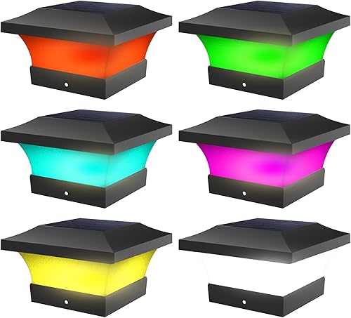 Miniatura 47 de T-SUN Luces solares para poste, luces solares impermeables para exteriores para postes de madera de 4 x 4, iluminación LED blanca de 6000 K