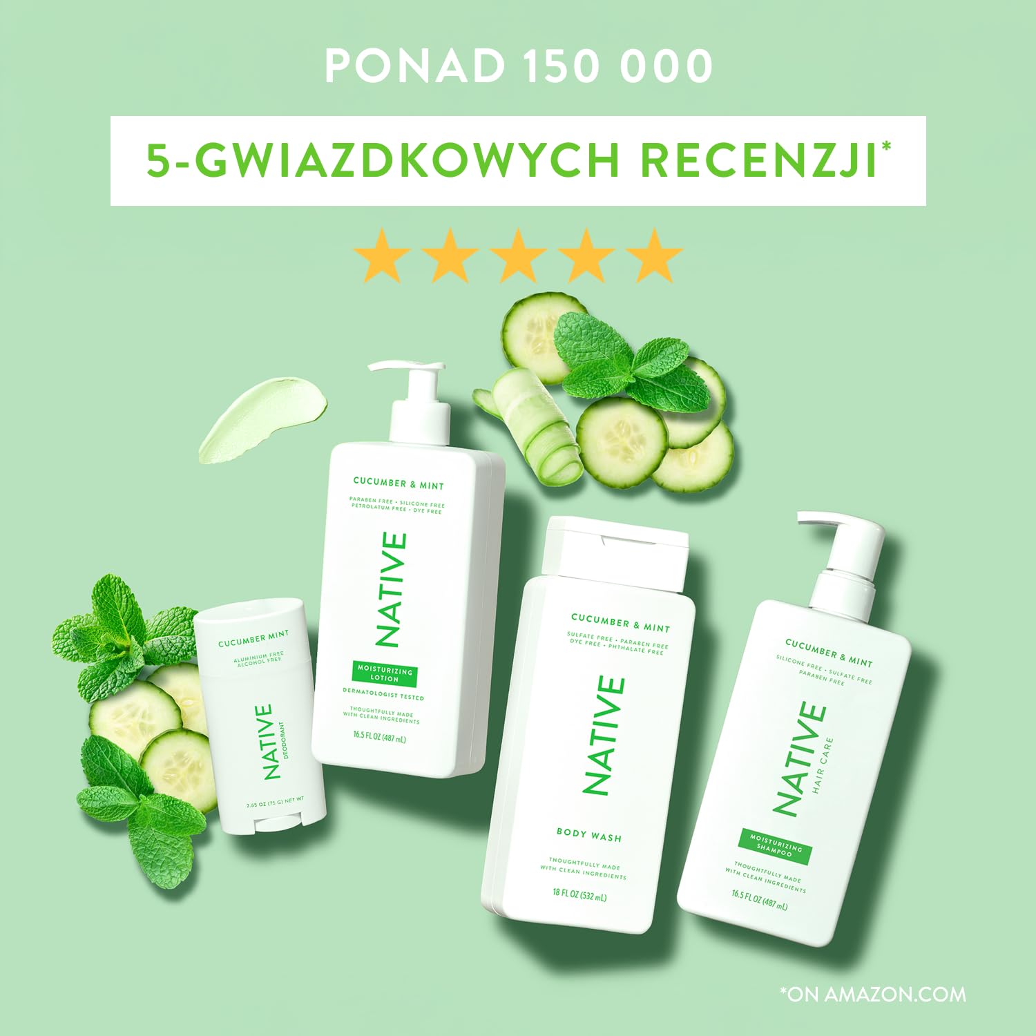 Native Odżywka do powiększania ogórka i mięty - wszystkie rodzaje włosów, farbowane i pielęgnowane, od drobnych do uszkodzonych suszonych, bez siarczanów, bez silikonu i bez barwników (487 ml)
