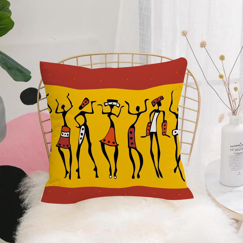 HYOSXW Cushion Cover,Throw Pillow Case Home Decorative for Living Room Bedroom Sofa Chair 16X16 Inch,Figures of african dancers. Seamless Vector Illustration.,Pillowcase 40X40cm