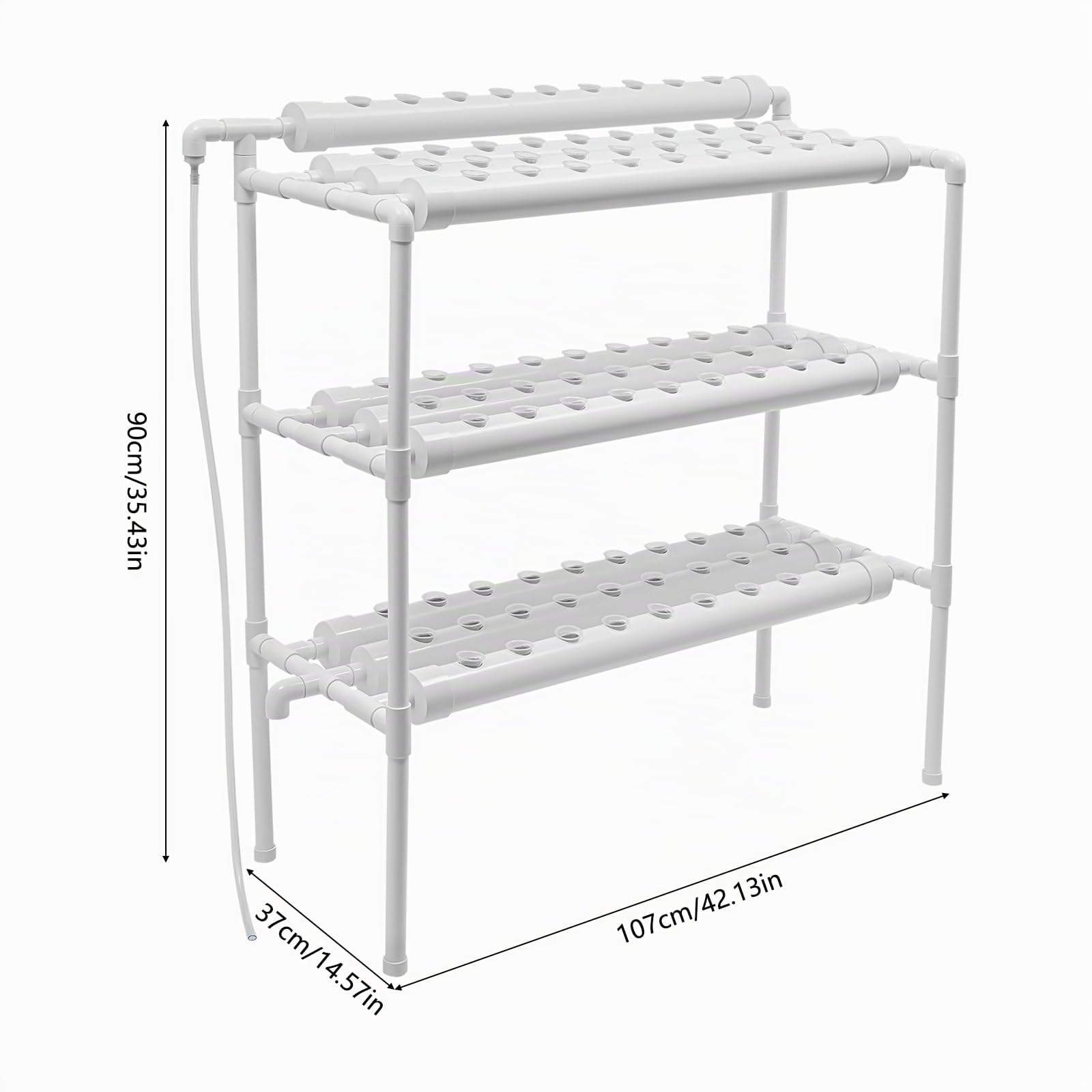 Système de culture hydroponique - Système de culture hydroponique avec 90 emplacements de plantation - 3 niveaux - Système de culture de tubes en UPVC - Économie d'eau - Kit de culture hydroponique
