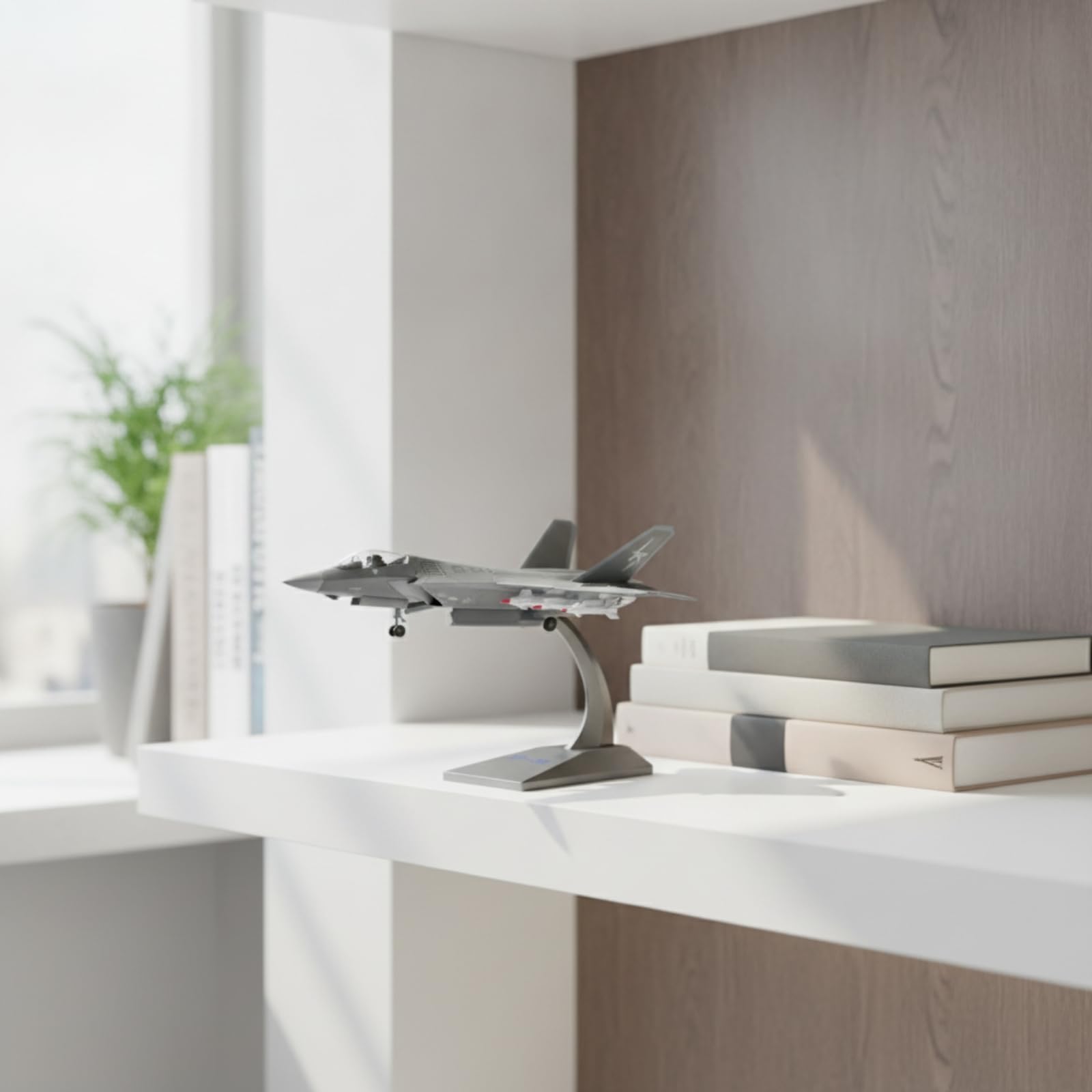 Modellino J 35 in 1:100 Realistico Modellino di Caccia Resistente Aereo in Miniatura con Supporto per Vetrina, Scrivania