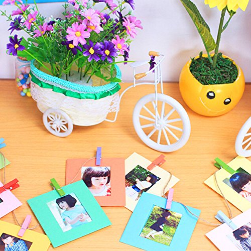 Wall Deco Diy Creative Mini Paper Photo Frame With Mini Colored Clothespins And Twine -Fit Instax Mini Film (2X3 Photo)(Muti-Color) #TOP4