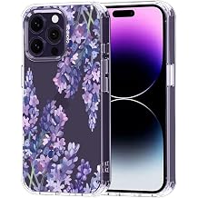 MOSNOVO Case for iPhone 14 Pro Max, [Buffertech 6.6ft Military-Grade Drop Protection] [Anti Peel Off Tech] Clear TPU Bumper Phone Case Cover Design - Lavender