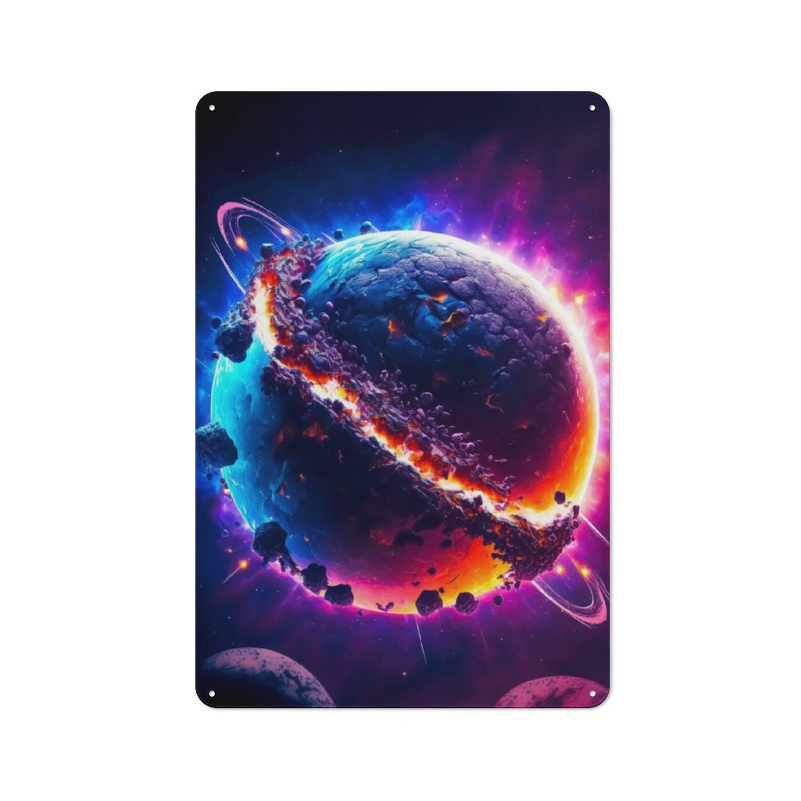 Junmoney Planetary Wreckage Metal Wall Sign 30X20cm Featuring For Workshop Wall, Suited To Metal Sign Collectors