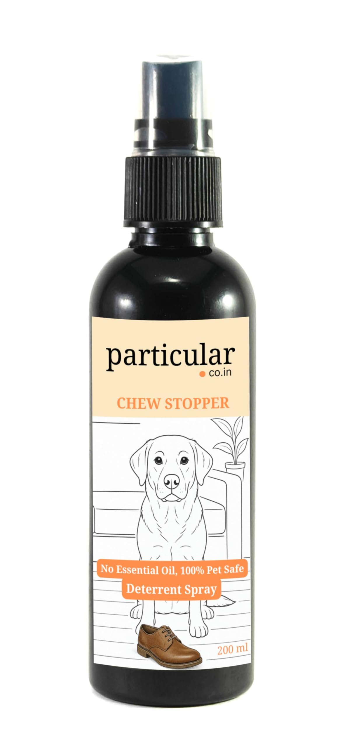 No Chew Spray for Dog Training by Particular | Stops Chewing on Shoes, Furniture & Belongings | Safe, Non-Toxic & Bitter Deterrent | Alcohol/Essential Oil-Free (200 ML)
