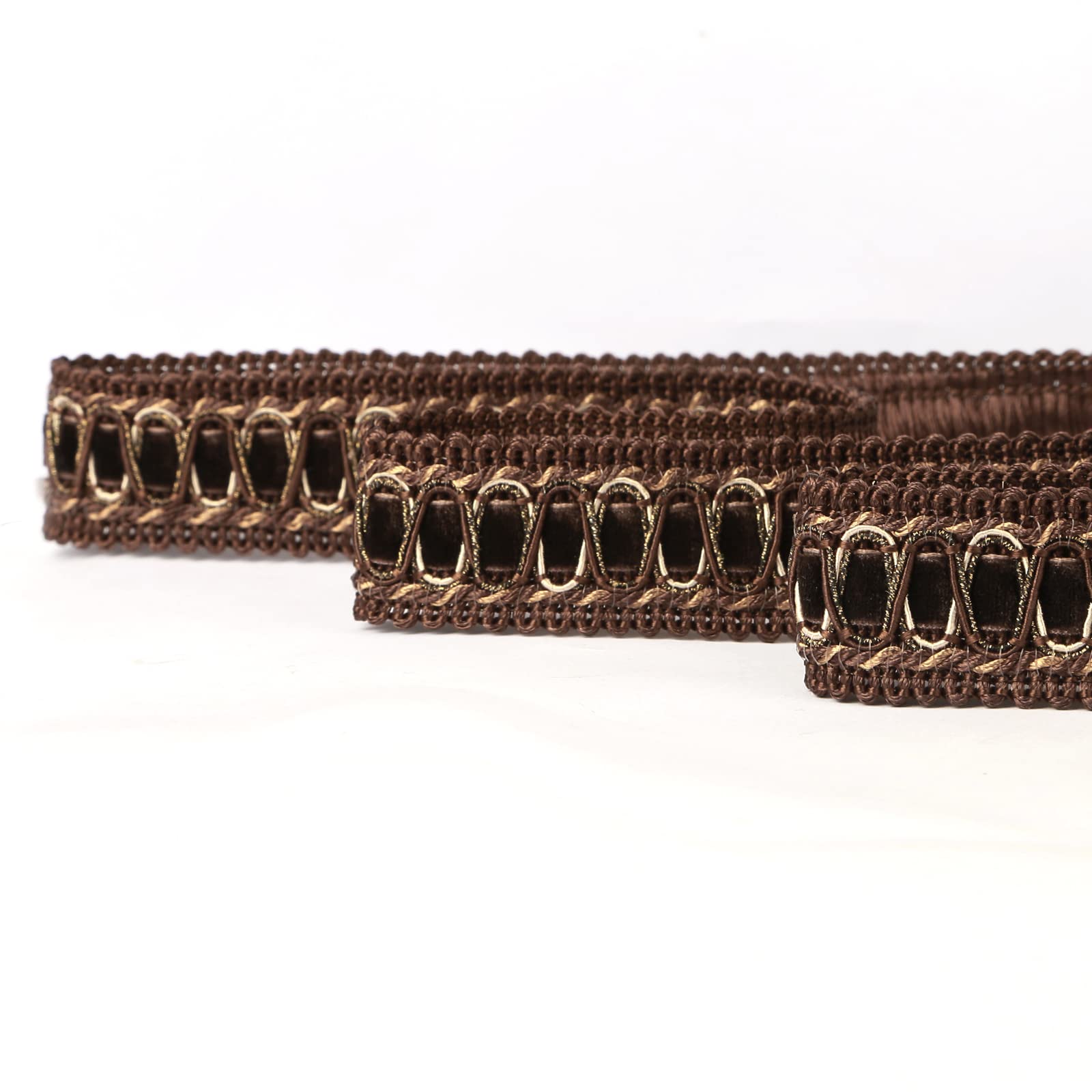 Bordure de tresse en polyester tissé café foncé pour couture