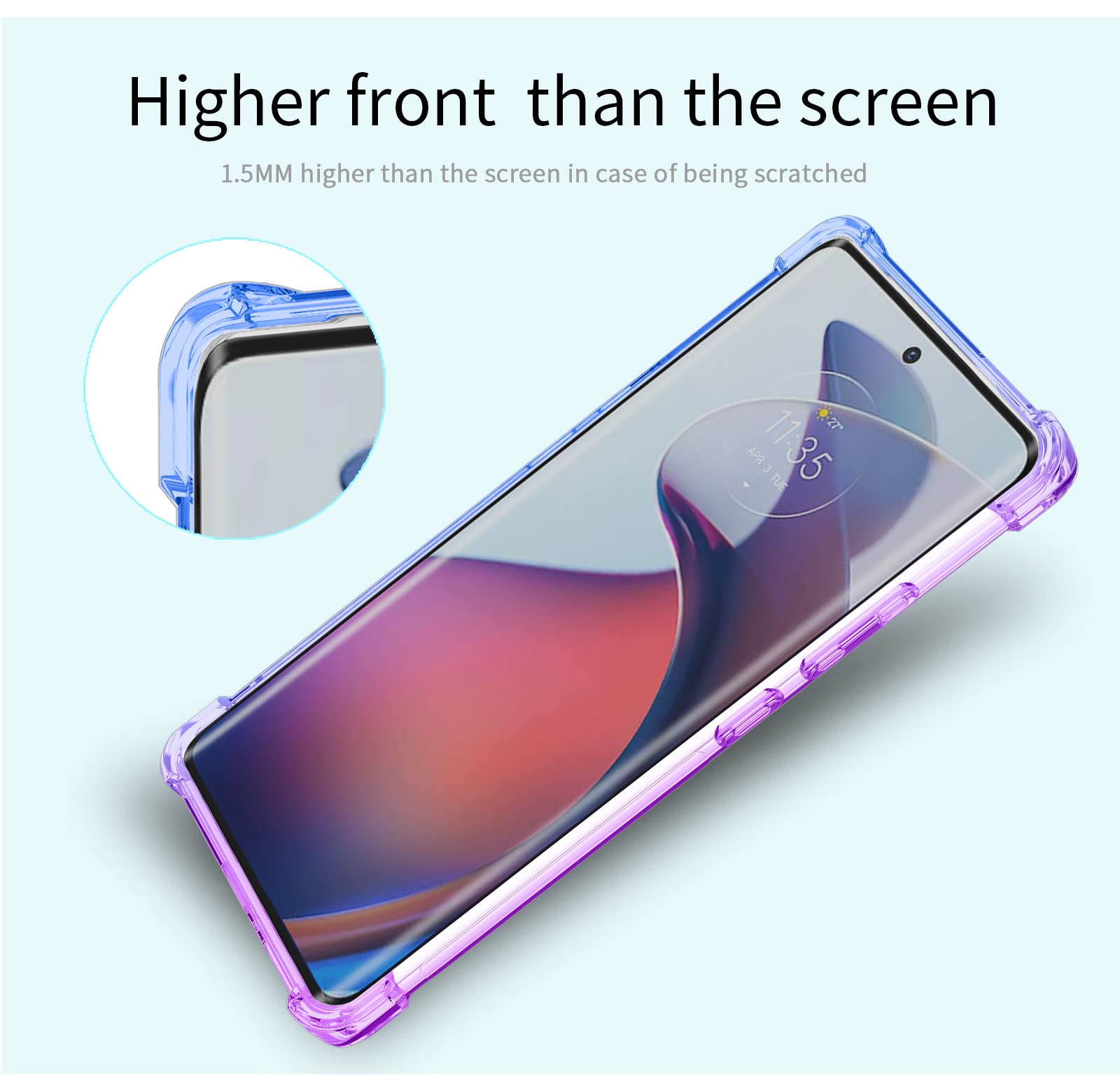 Custodia HAOYE Per Motorola Moto Edge 30 Fusion – Cover In TPU A Colori Gradient, Angoli Rinforzati, Rosa/Verde