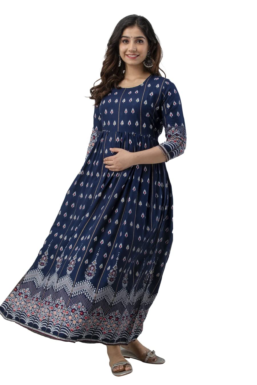 Biffy Women's Viscose Anarkali Comfortable Maternity Feeding Kurta Dress-picture-16