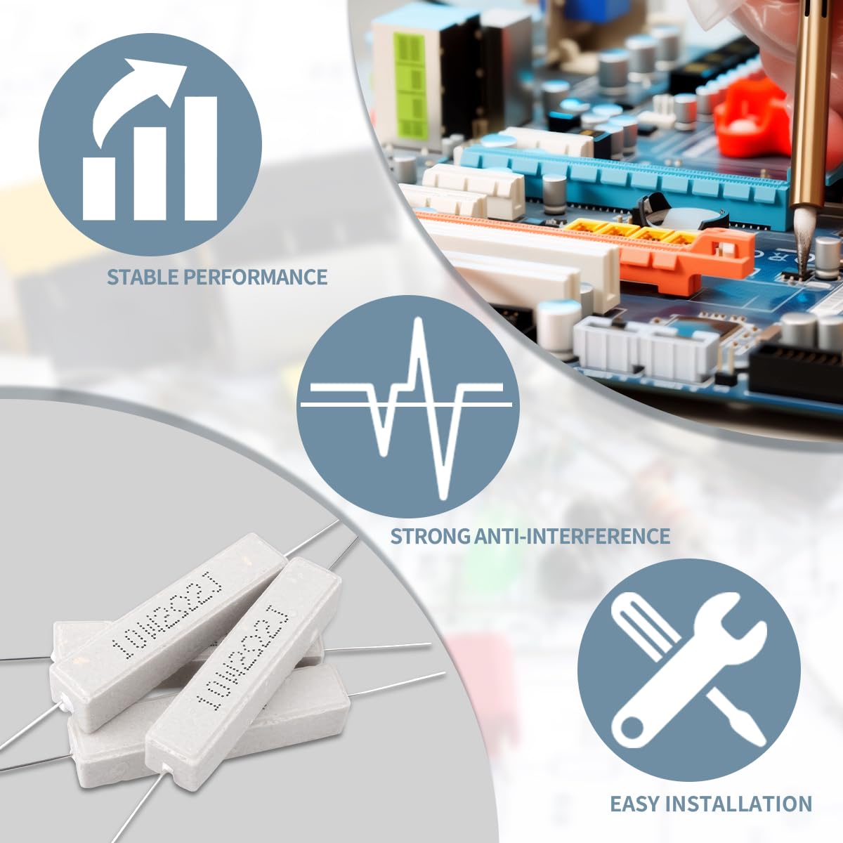 10 Pcs 10W 5% Tolerancia 2.2 Ohm Resistencia de Cemento Cerámico para Proyectos de Bricolaje