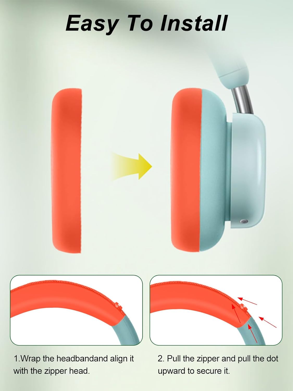 Siliocne Case for CMF by Nothing Headphone Pro,2 Sets Silicone Sweat Cover【YANMONGI】 Earpad/Headband Covers Protector,Washable Sweatproof Soft Headphones Case Accessories(Orange) - Image 3