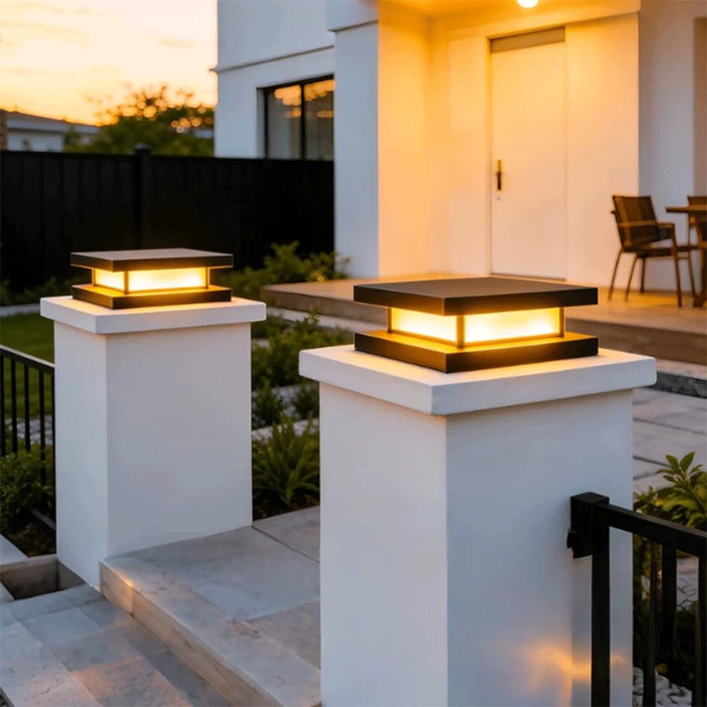 Lámpara De Poste Impermeable Con Cableado Fijo Para Exteriores, Patio O