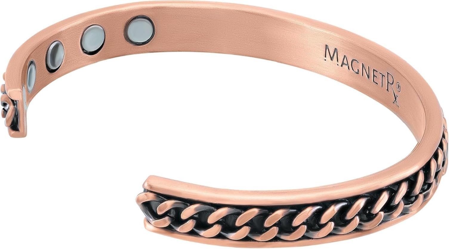 MagnetRX® Pulsera magnética – Brazalete de cobre puro eficaz para hombres y mujeres – Ajustable con incrustación de cadena