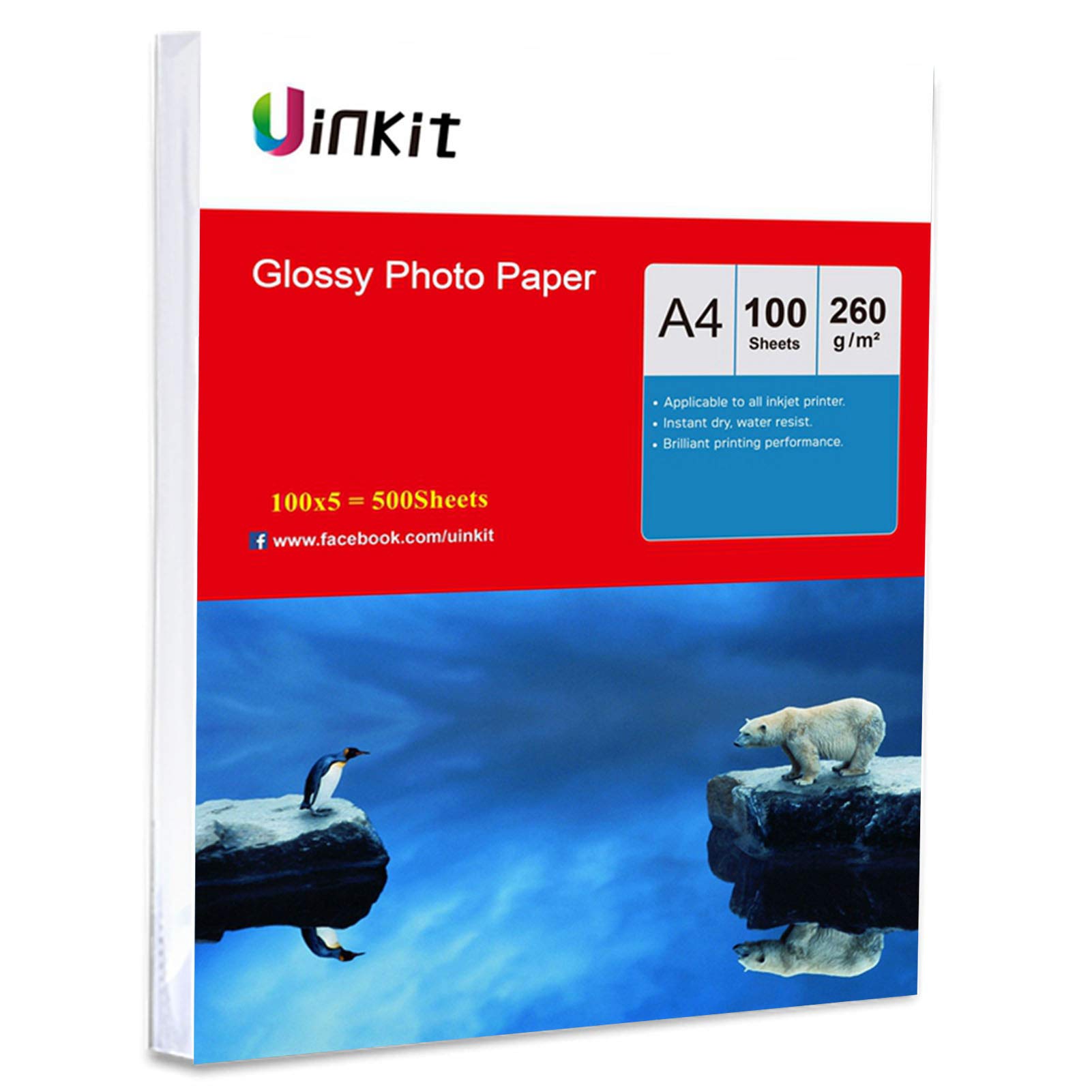 Papier fotograficzny A4 gruby 260 g/m2 - 500 arkuszy wysoki błyszczący biały papier atramentowy do druku atramentowego obraz Uinkit