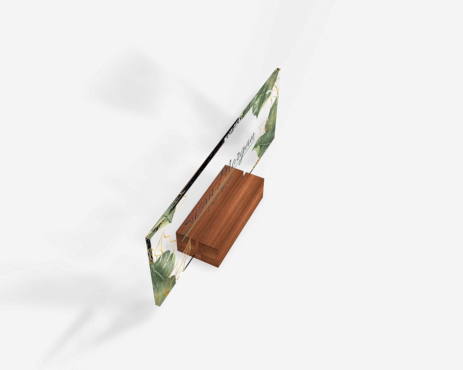 Personalized Name Plate for Desk Nameplate Sign Modern Office Business Decor Executive Desk Name Plate Desk Name Sign Flower Floral green Leaves metallic foil (8"x3") (Green V1)