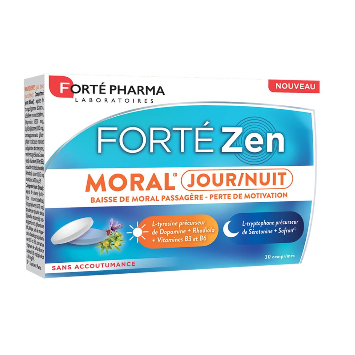 Forté Pharma Forté Zen Moral Jour Nuit - Complément alimentaire pour Améliorer la Moral et Motivation - Précurseurs de D