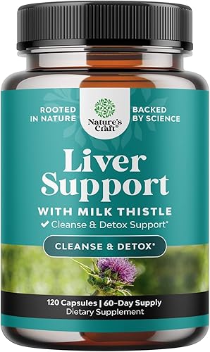 Natures Craft Limpieza del Hígado, Desintoxicación y Reparación 120 Cápsulas - Suplemento Herbal para el Hígado con Cardo Mariano - Suplementos de