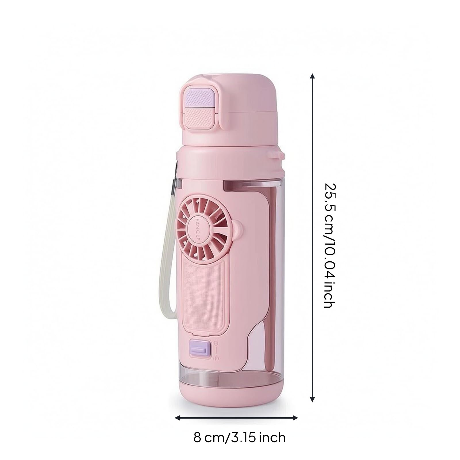 Taza con Ventilador Ligera Taza con Tapa Doble Pitillo Divertida Recipien para Niños, Estudians, Viajes, Escuela, Rosa