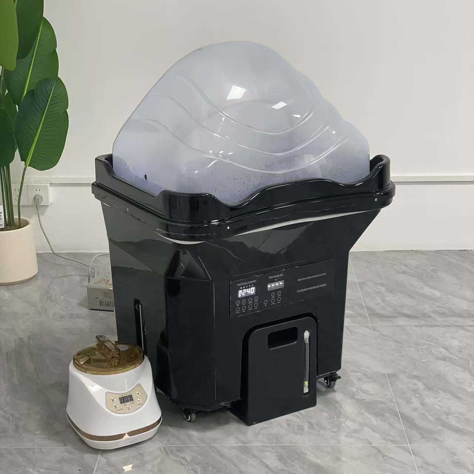 Generico Portatile con Lavabo a Circolazione dell’Acqua, Spa Capelli Giapponese 60L Acqua Pulita + 20L Serbatoio di Scarico, Attrezzatura Mobile con Kit di Fumigazione, Salone e Casa (Black)