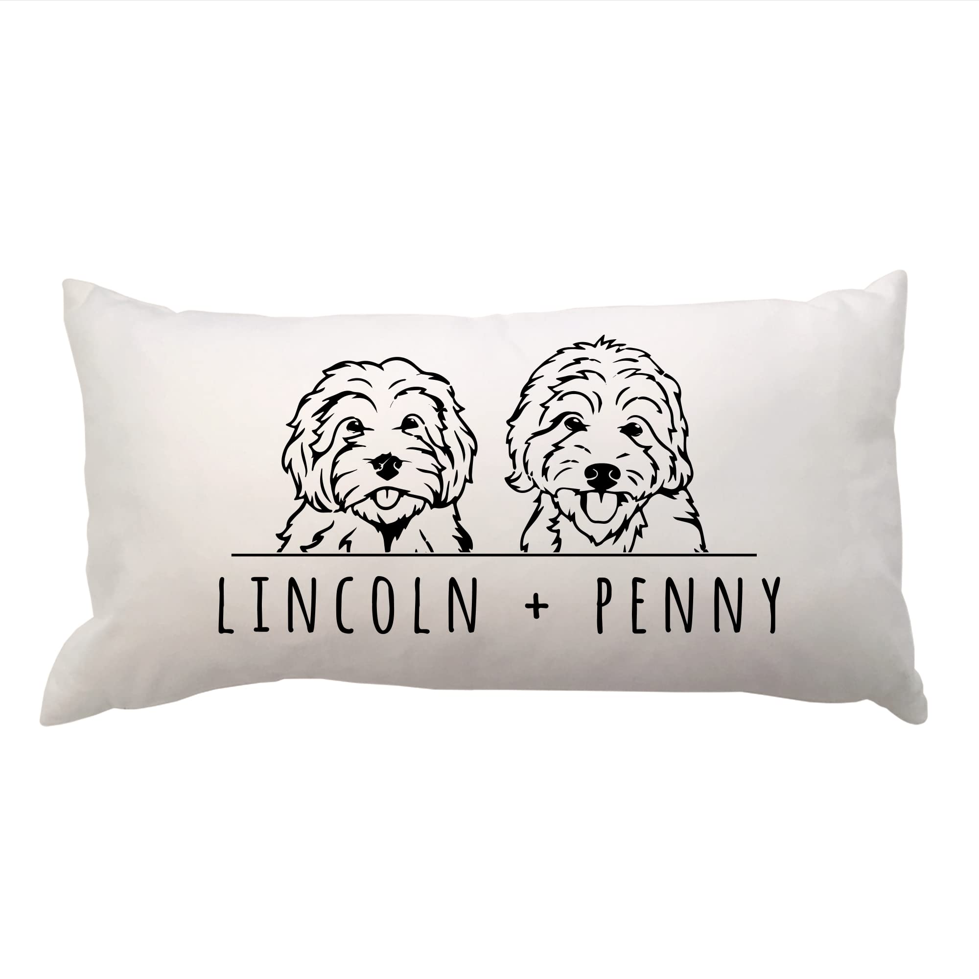 Pattern Pop - Personalized Double Doodle Lumbar Pillow - Lumbar Pillow Cover - Decorative Dog Lumbar Pillow - 11” x 22” Lumbar Pillow Cover Only - White