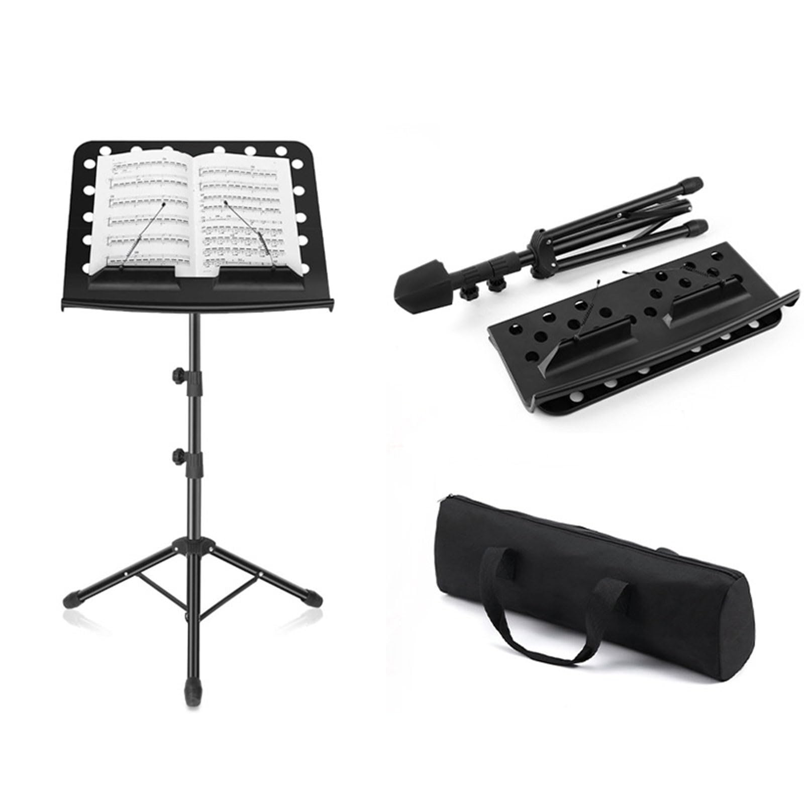 Leggio Portatile per spartiti, leggio Pieghevole in Metallo, Altezza Regolabile, Facile da riporre, leggio Universale per Chitarra, Violino, Guzheng