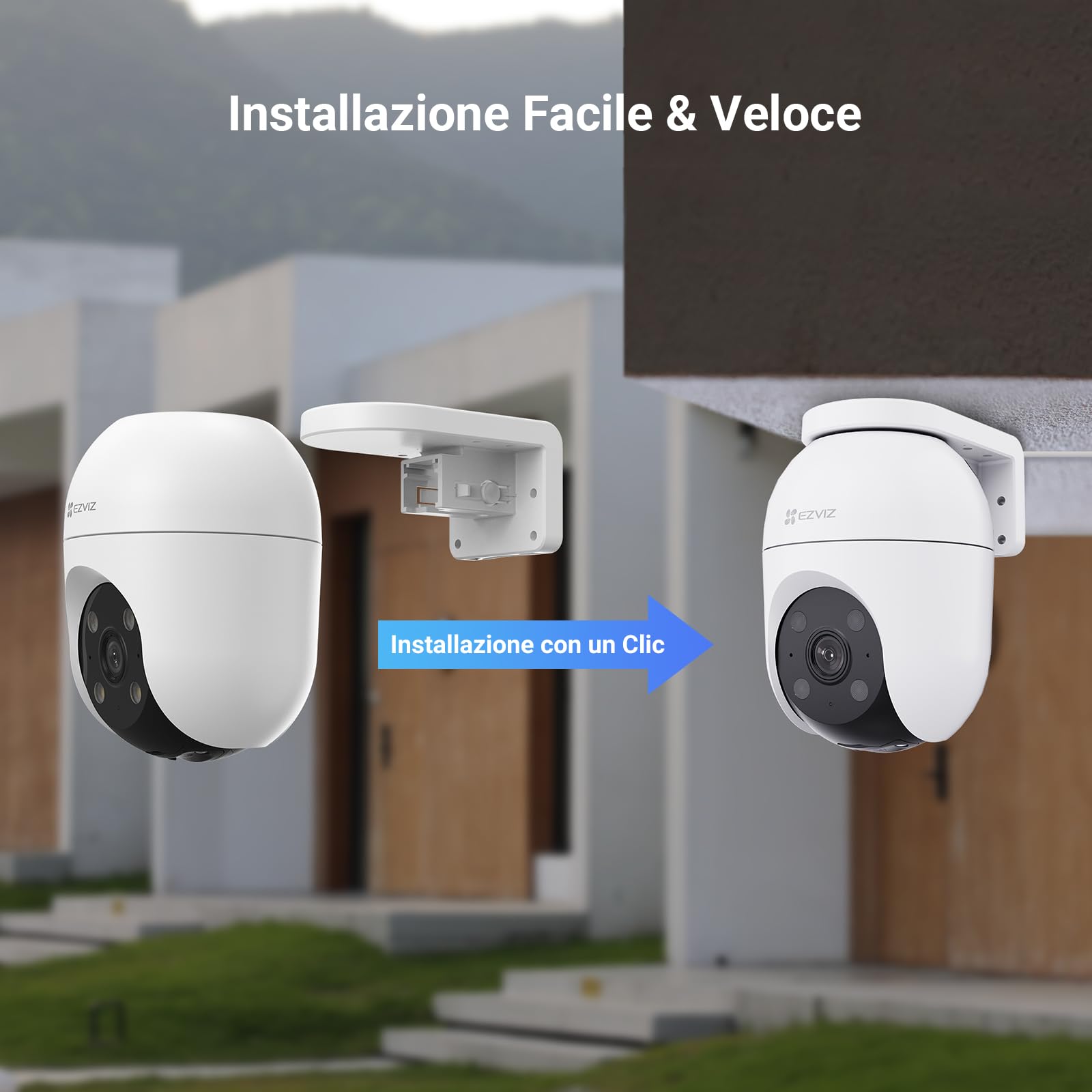 EZVIZ Telecamera Wi-Fi Esterno 3K, Telecamera Motorizzata per Esterni con Copertura a 360°, Visione Notturna a Colori, Rilevamento di Persone/Veicoli, Tracciamento Zoom Auto, Alexa/Google, C8c 5MP