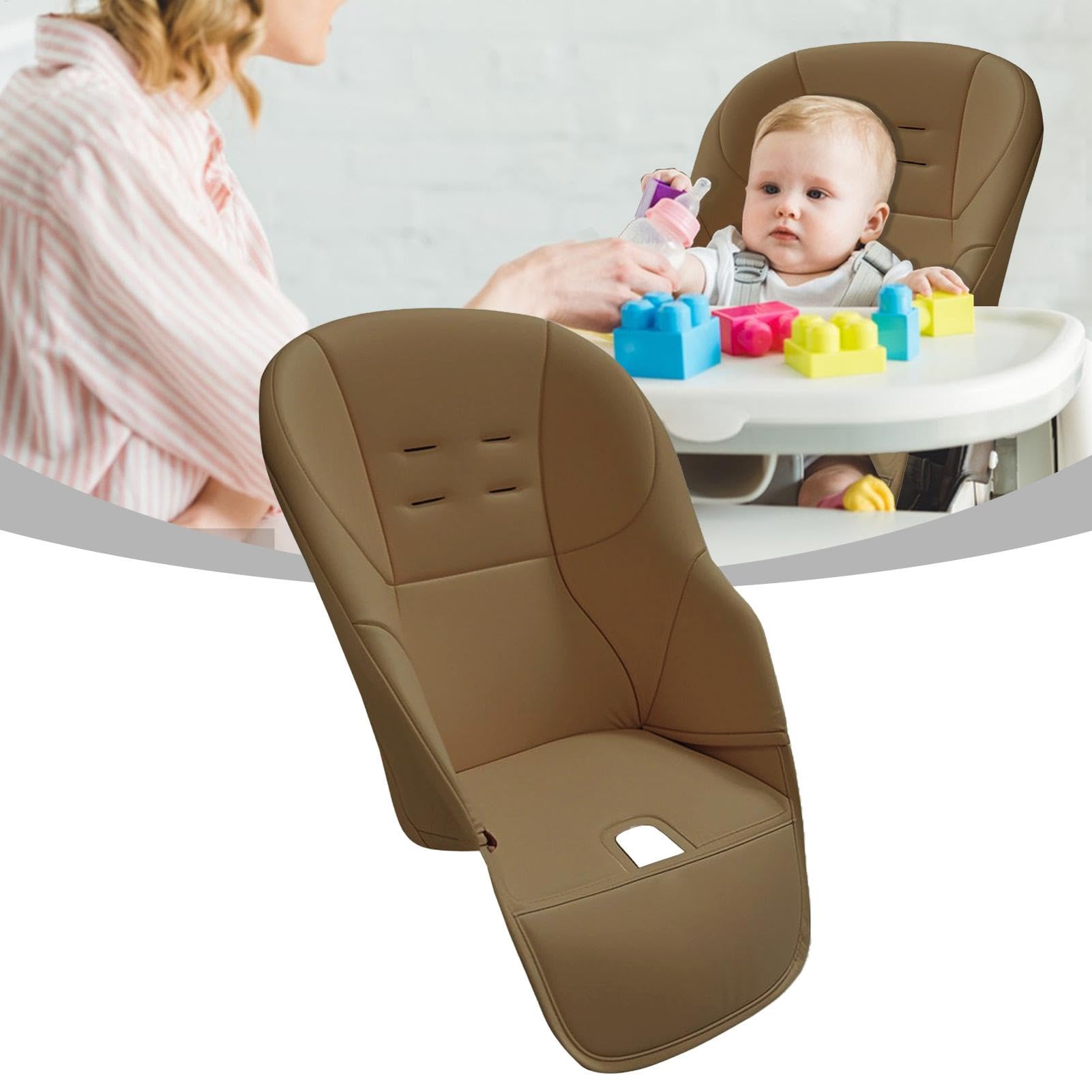 Fundas para tronas de bebé, para trona – de piel sintética para cojín de trona | Piezas de repuesto Cojín de asiento cómodo, lavable a máquina para el refresco